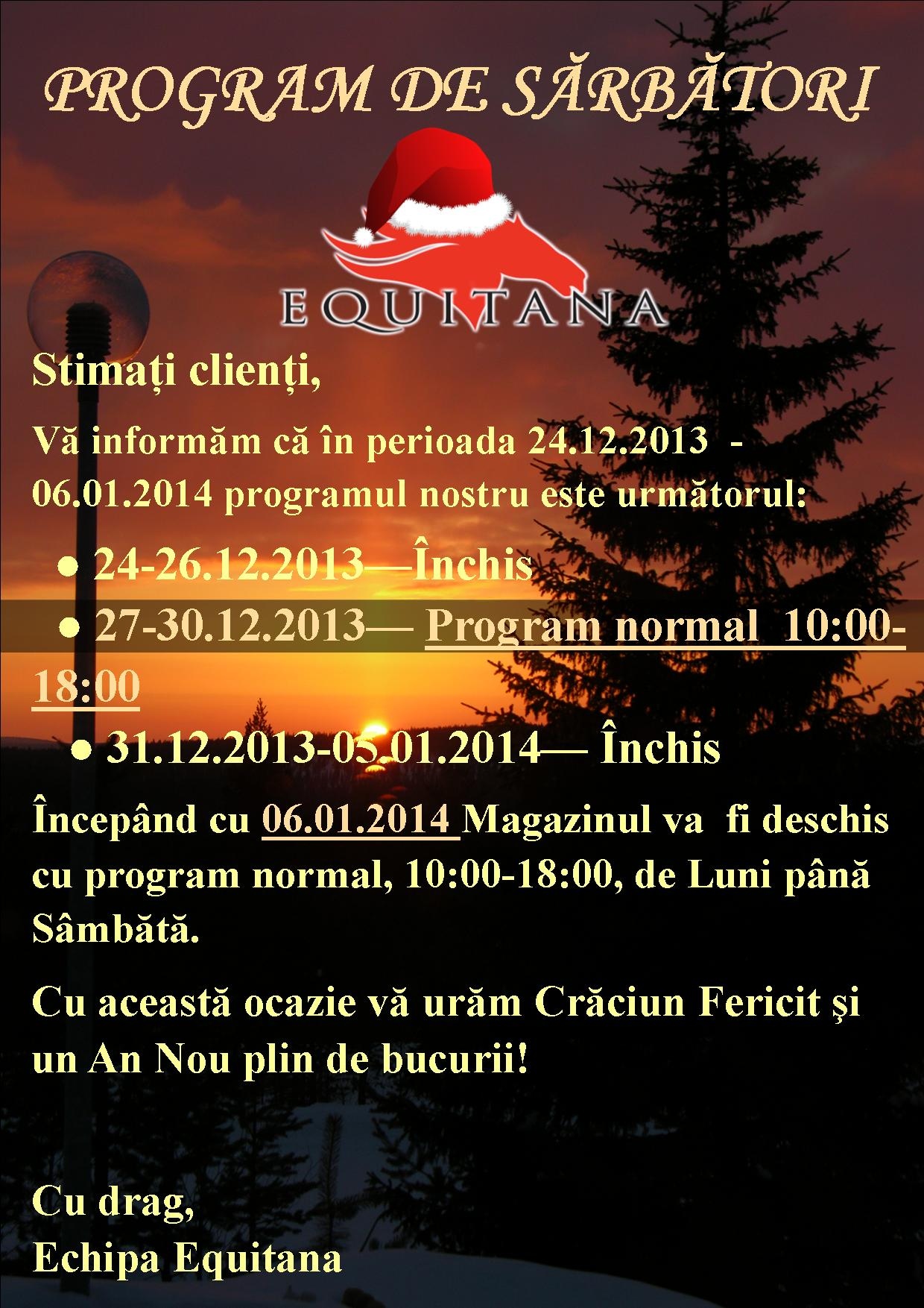 PROGRAM DE SARBATORI EQUITANA 2013-2014