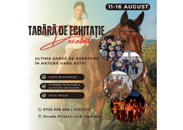 Tabără de echitație la Bacău – 11-16 august 2025