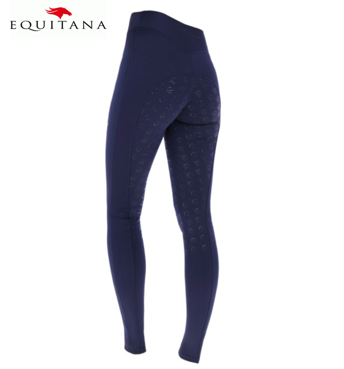 Pantaloni Da Equitazione Kerbl Per Bambini - Basicplus, Blu, Cotone Elastico Con Antiscivolo